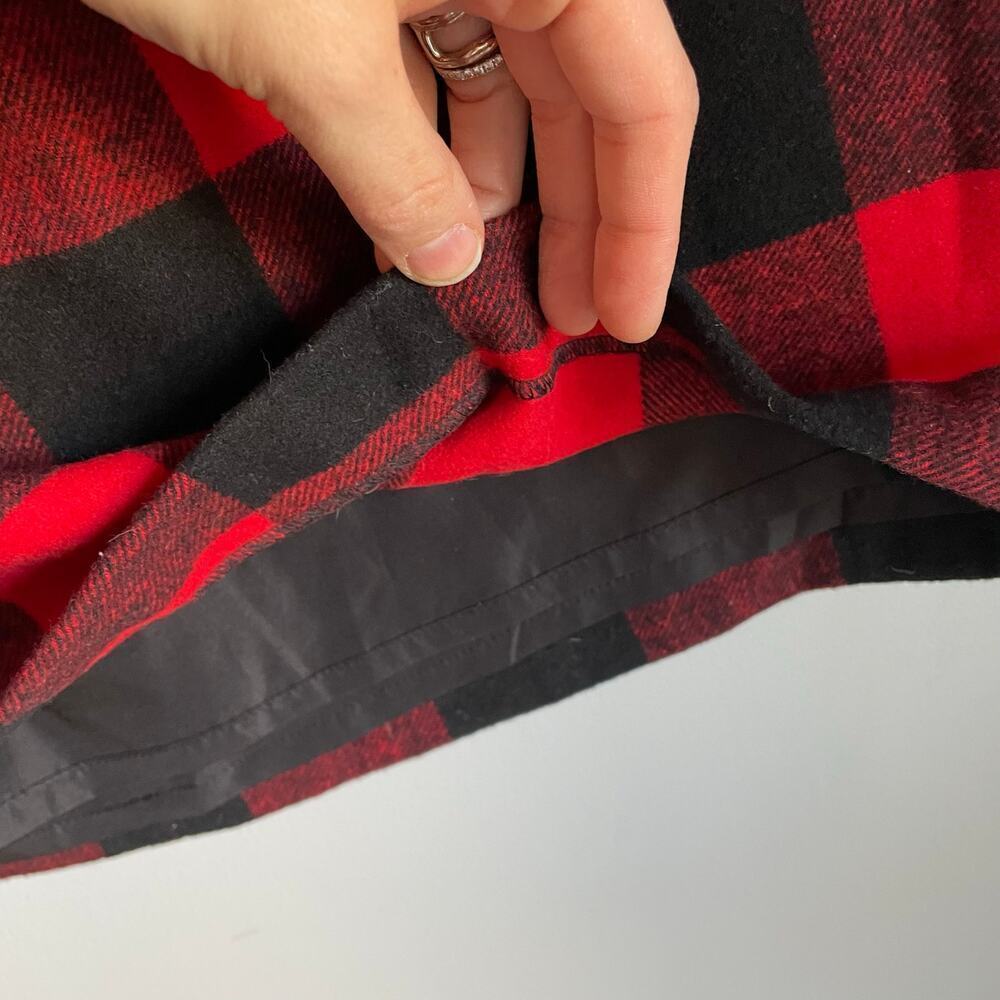 J.Crew Red and Black Plaid Holiday Winter Wool Blend A-line Skirt Fully Lined 0 - Picture 4 of 5